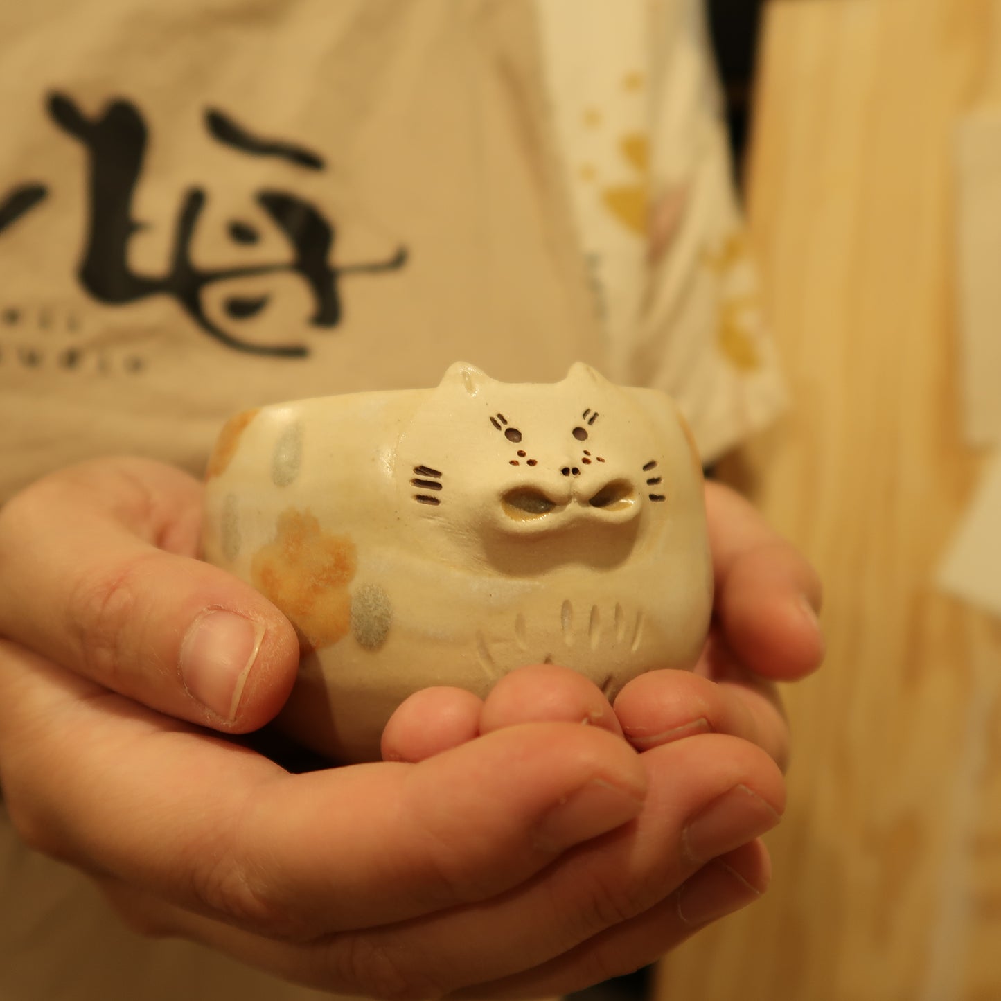 Cat(猫)Fortune Pot(White+Floral)